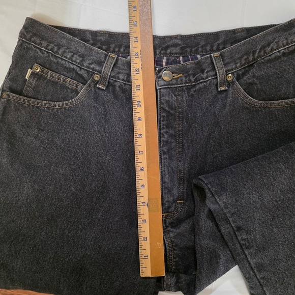 Vintage LL Bean Jeans Mens 35X31 Black‎ Denim Fleece Lined Straight Leg 90s - Picture 11 of 13